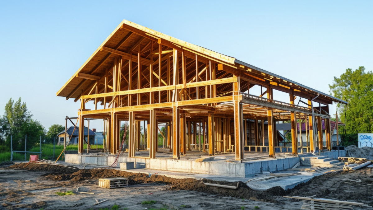 Projet de construction de maison en bois sur un terrain arboré